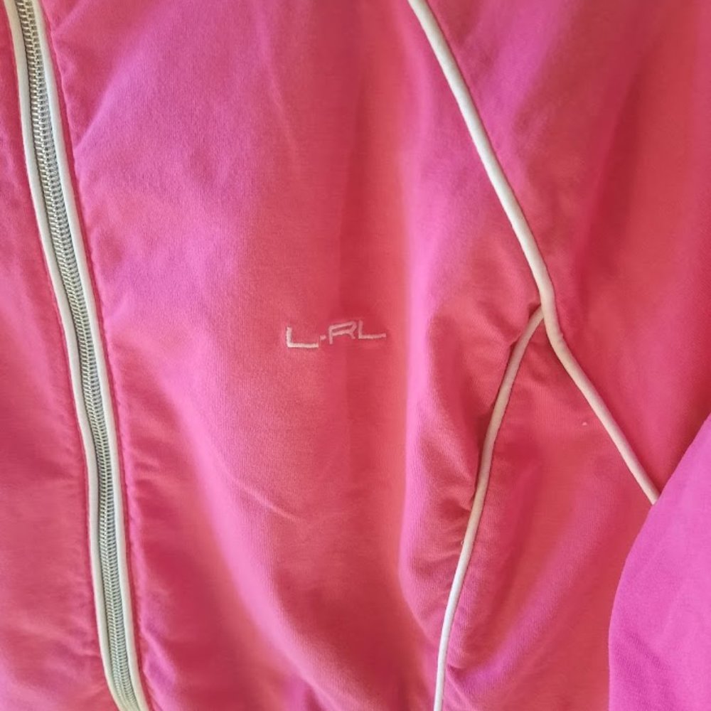 LRL Ralph Lauren Pink Cotton Stretch Full Zip Jacket Sz XL - Picture 3 of 5